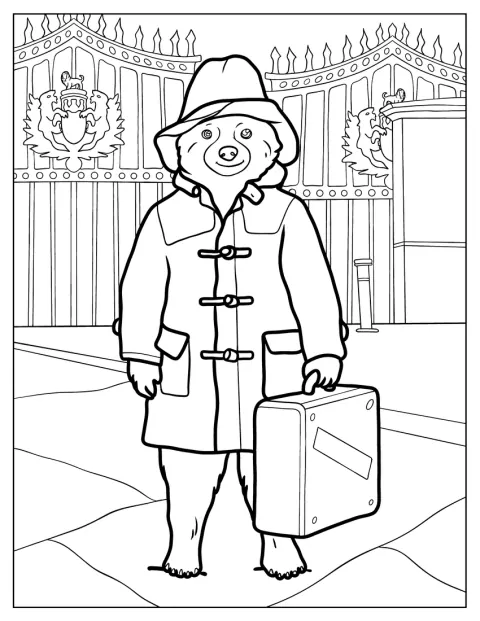 Paddington stă în fața Palatului Buckingham.