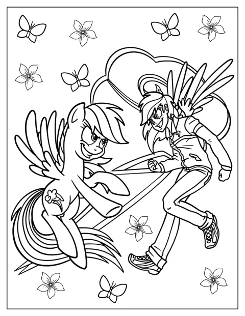 Rainbow Dash appare accanto alla sua versione in forma di ragazzo umano.