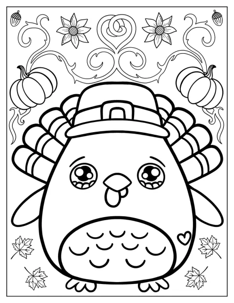 Un tacchino semplice da disegnare indossa un cappello.