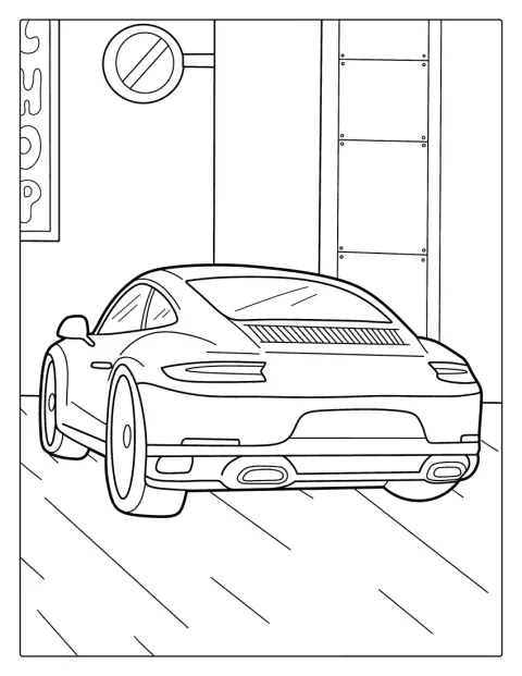 El Porsche Taycan está aparcado de perfil en un espacio abierto.