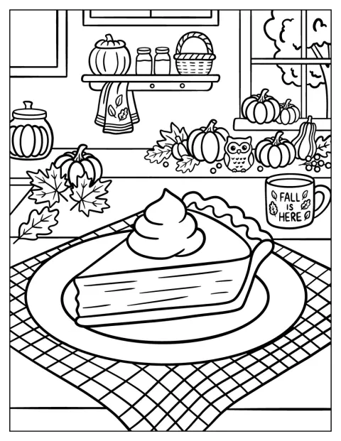 Una porción de tarta de calabaza lleva nata montada encima.