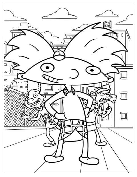 Arnold stoi obok Helgi i Geralda.