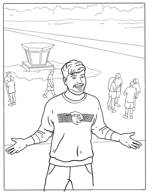 Mr Beast si trova in spiaggia, vicino al mare.