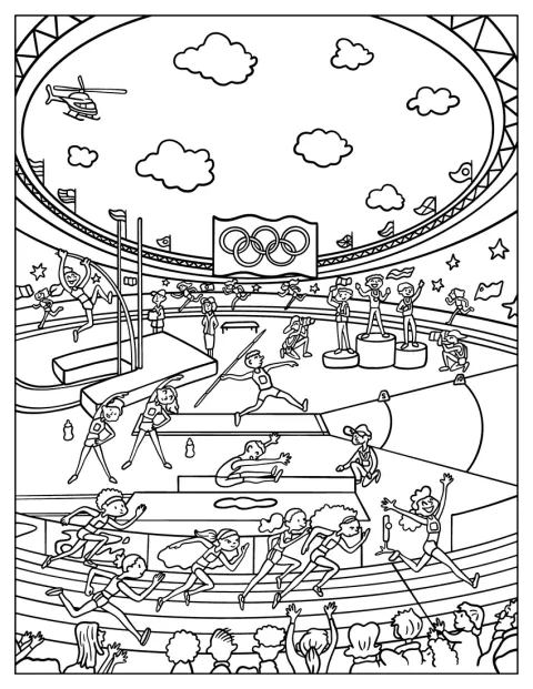Nézőkkel teli stadionban zajlik az olimpiai esemény.