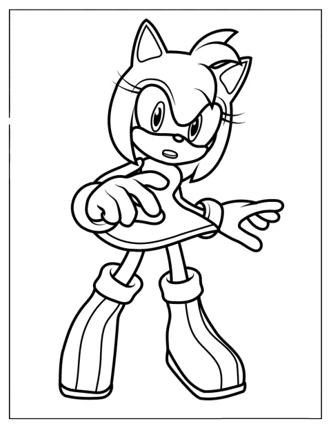 Amy Rose ser overrasket ut mens hun står oppreist.