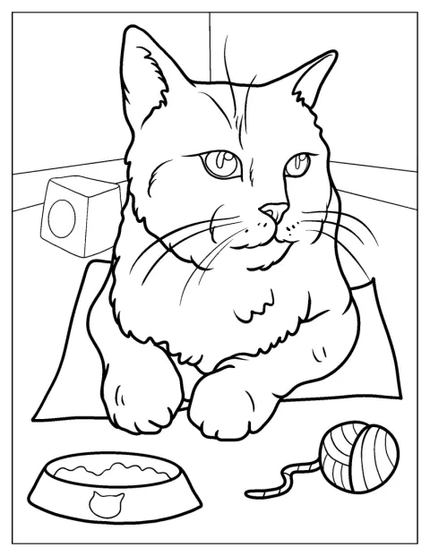 Een realistische kat is van dichtbij te zien.