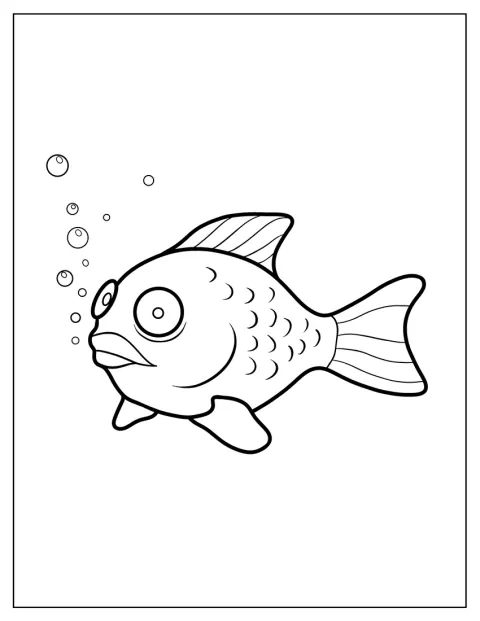 Un pesce rosso nuota tra alcune bolle d’acqua.