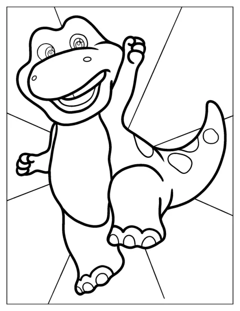 Barney tanzt mit fröhlicher Bewegung.