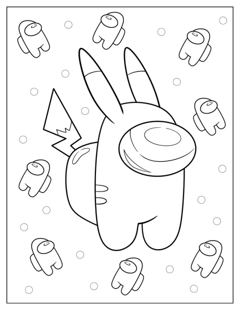 Pikachu aparece con un atuendo inspirado en Among Us.
