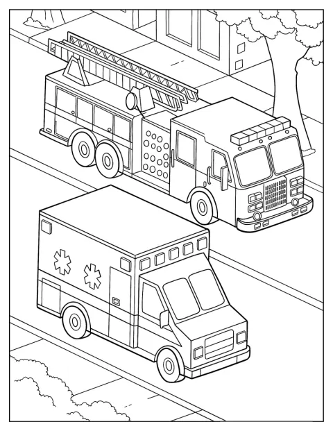 Fire Truck Driving Beside An Ambulance