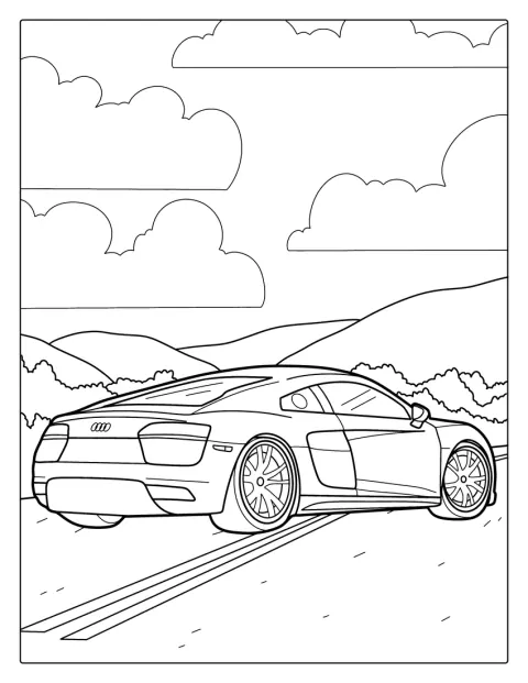 Audi A5のスポーツカーが、なめらかな車体を見せています。