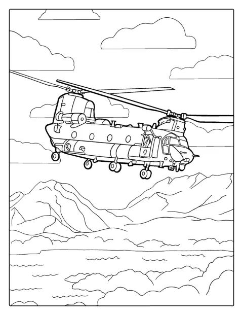 Egy tandemrotoros helikopter szerepel a képen.