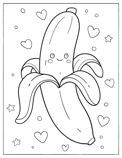 Une banane dessinée en personnage de dessin animé est épluchée.