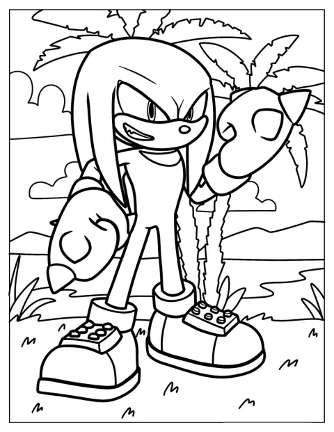 Auf Angel Island steht Knuckles inmitten der tropischen Landschaft.