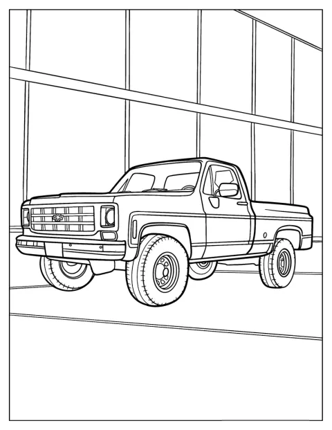 Un pickup Chevrolet clasic este prezentat din lateral, cu o cabină și o benă spațioasă.