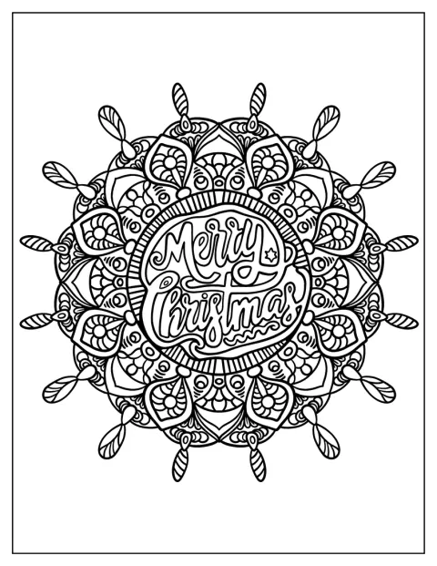 Flores e formas simétricas compõem esta mandala de inspiração natalícia.