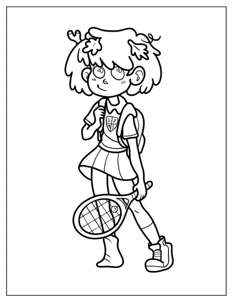 Anne Boonchuy tiene una racchetta da tennis mentre posa.