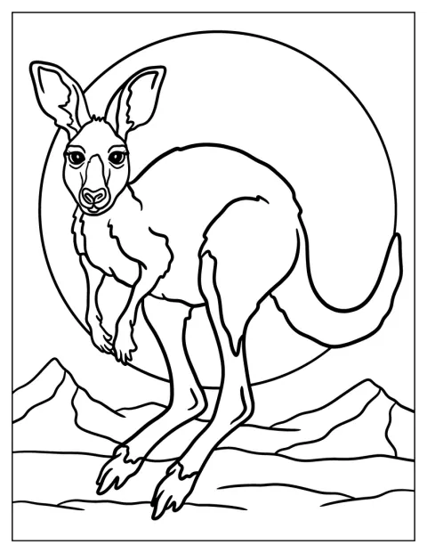Un cangur țopăie prin ținutul australian, sub soarele strălucitor.