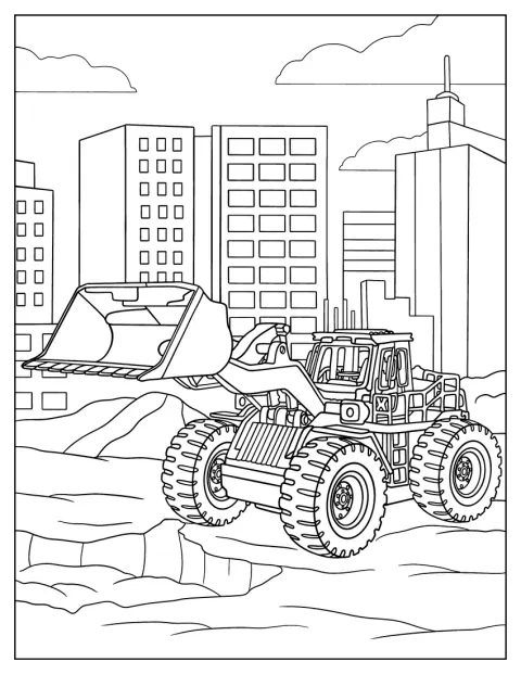 Huina Bulldozer Coloring Page In Construction Site