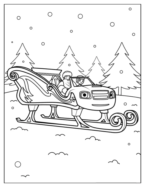AJ and Sleigh Blaze With Santa Claus to Color