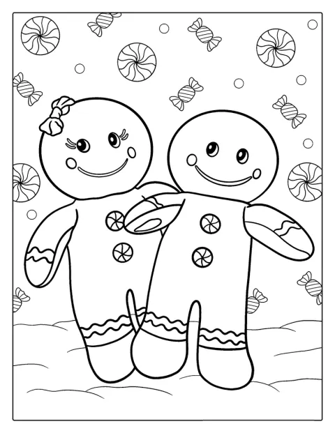 Un omino e una donnina di pan di zenzero si tengono per mano.