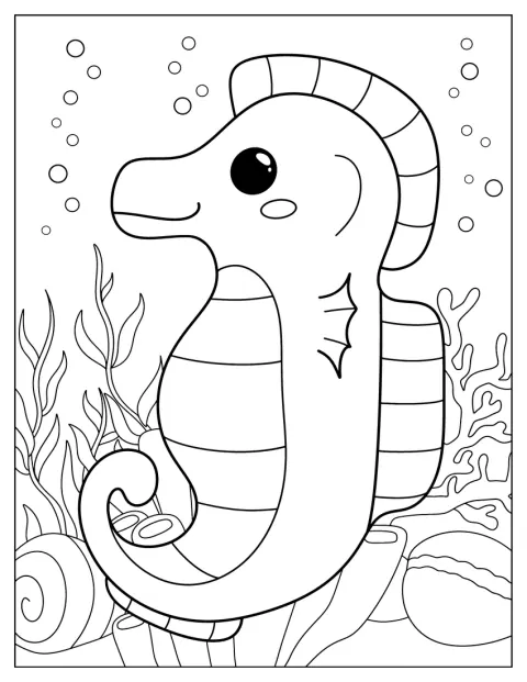 愛らしい表情のタツノオトシゴが描かれています。