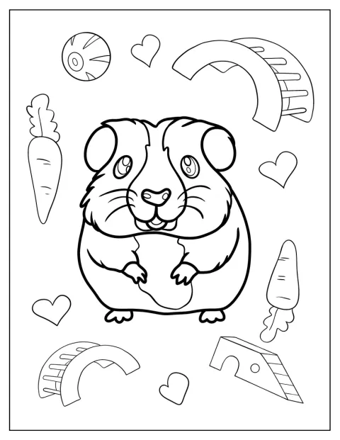 Een cartooncavia staat rechtop.