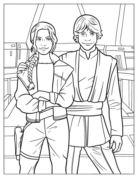 Luke Skywalker stă alături de Mara Jade.
