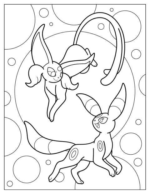 Umbreon e Sylveon giocano insieme.