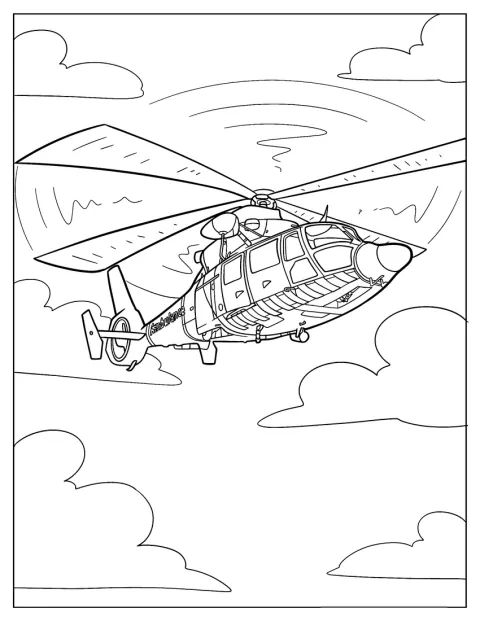 En ambulancehelikopter flyver højt over jorden.