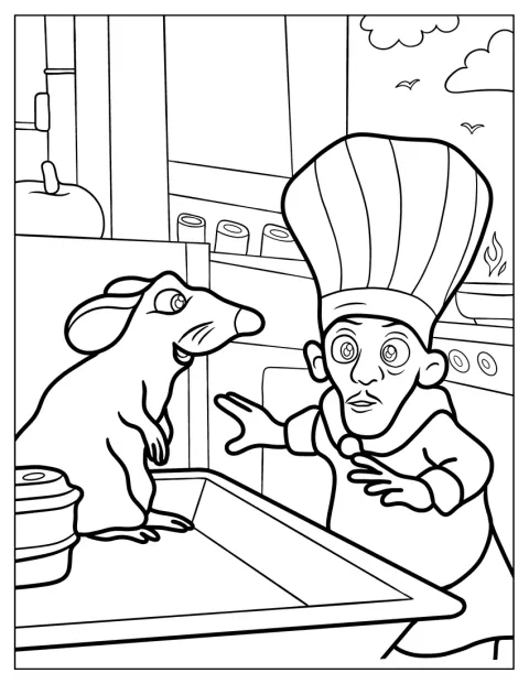 Skinner intenta atrapar a Ratatouille en la cocina.