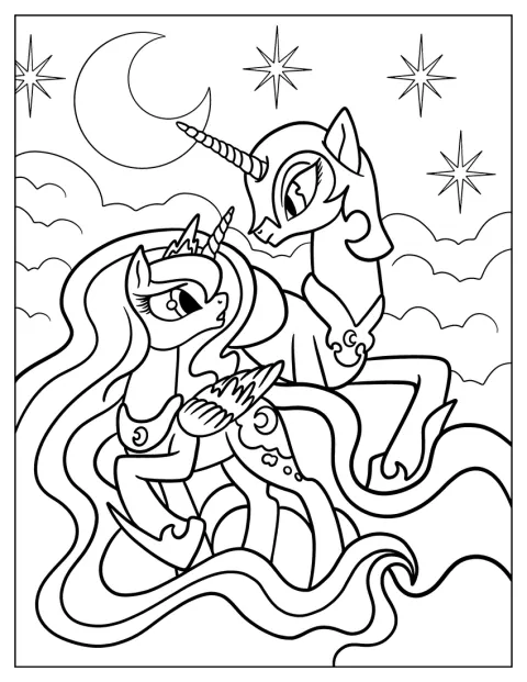 Prinzessin Luna erscheint mit ausgebreiteten Flügeln als Nightmare Moon.