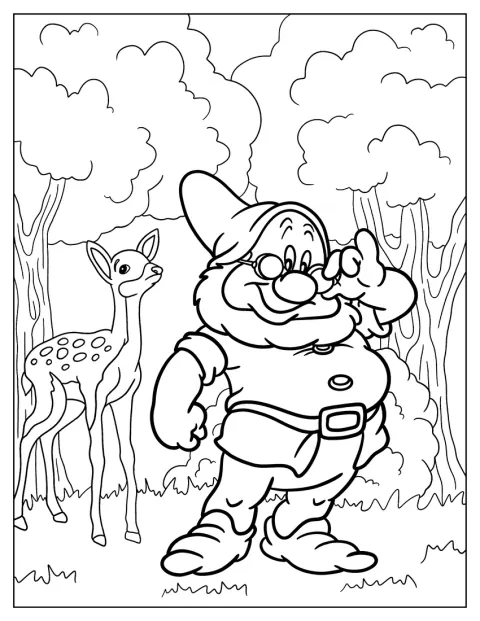 Dotto passeggia tra gli alberi della foresta.