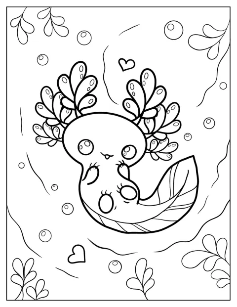 Usměvavý axolotl plave pod vodou.