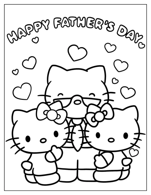 Hello Kitty és Mimmy megöleli George papát apák napján.