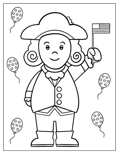 George Washington é representado numa cena ligada ao Dia da Independência.