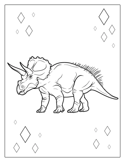 Un tricératops réaliste est représenté de profil.