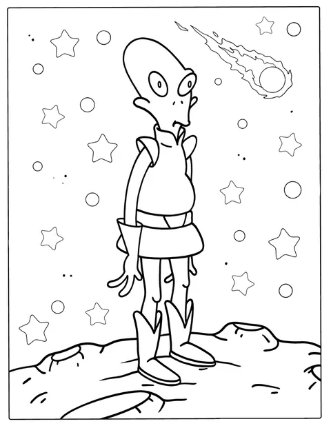 Kif Kroker, l’alieno verde di Futurama, è pronto per un’avventura.