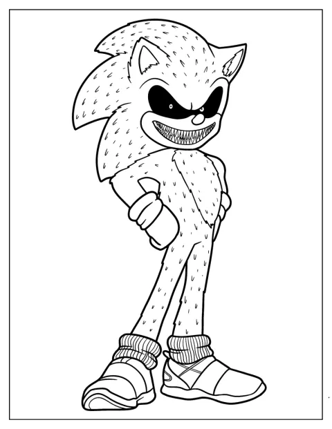 Sonic Exe Coloring Page With Scary Grin