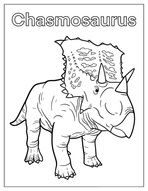 En gullig Chasmosaurus står med sitt stora nacksköld.