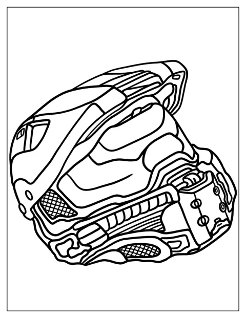 Casca simplă a lui Master Chief este văzută din față.