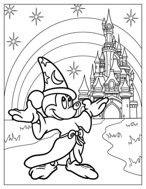 Wizard Coloring Page Mickey Mouse