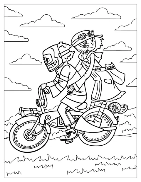 コララインとワイビーが一緒に自転車に乗っています。