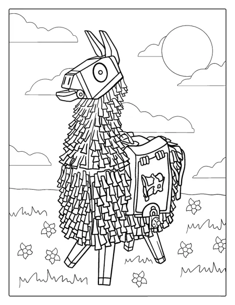 Lama din Fortnite stă într-o poziție jucăușă.