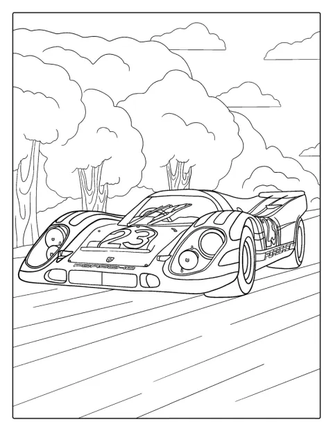 昔ながらのPorscheのレーシングカーが描かれています。
