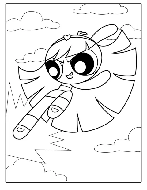 Bliss, personaje de Las Supernenas, aparece de pie.