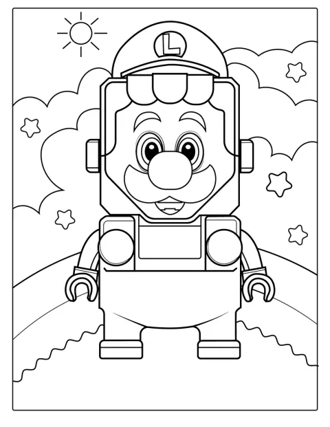 レゴブロックでできたルイージが立っています。