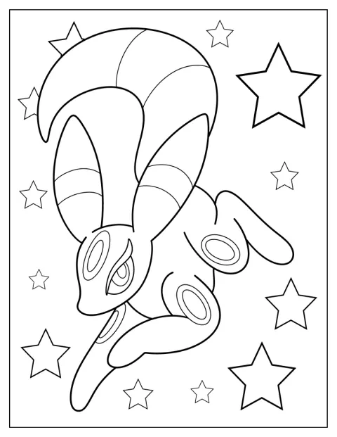 Umbreon er omgitt av stjerner.