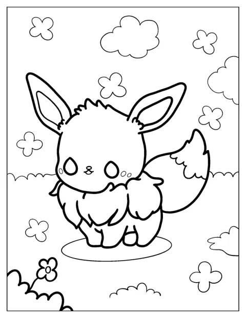 Kawaii Eevee Coloring Page For Kids