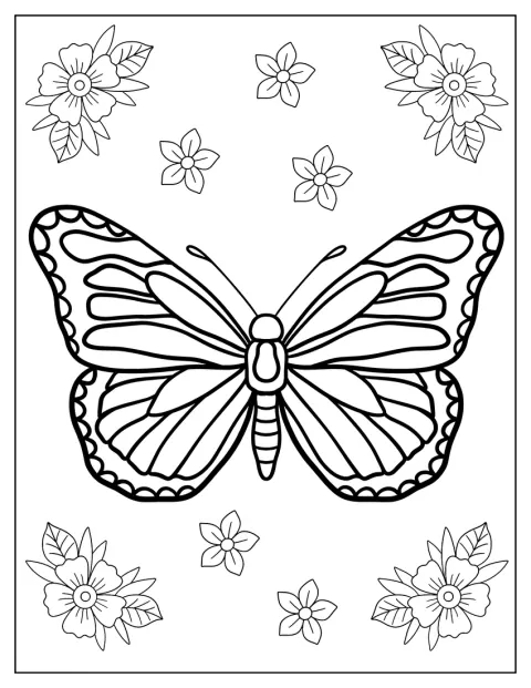 Motyl monarcha ma rozłożone skrzydła i wyraźne wzory.